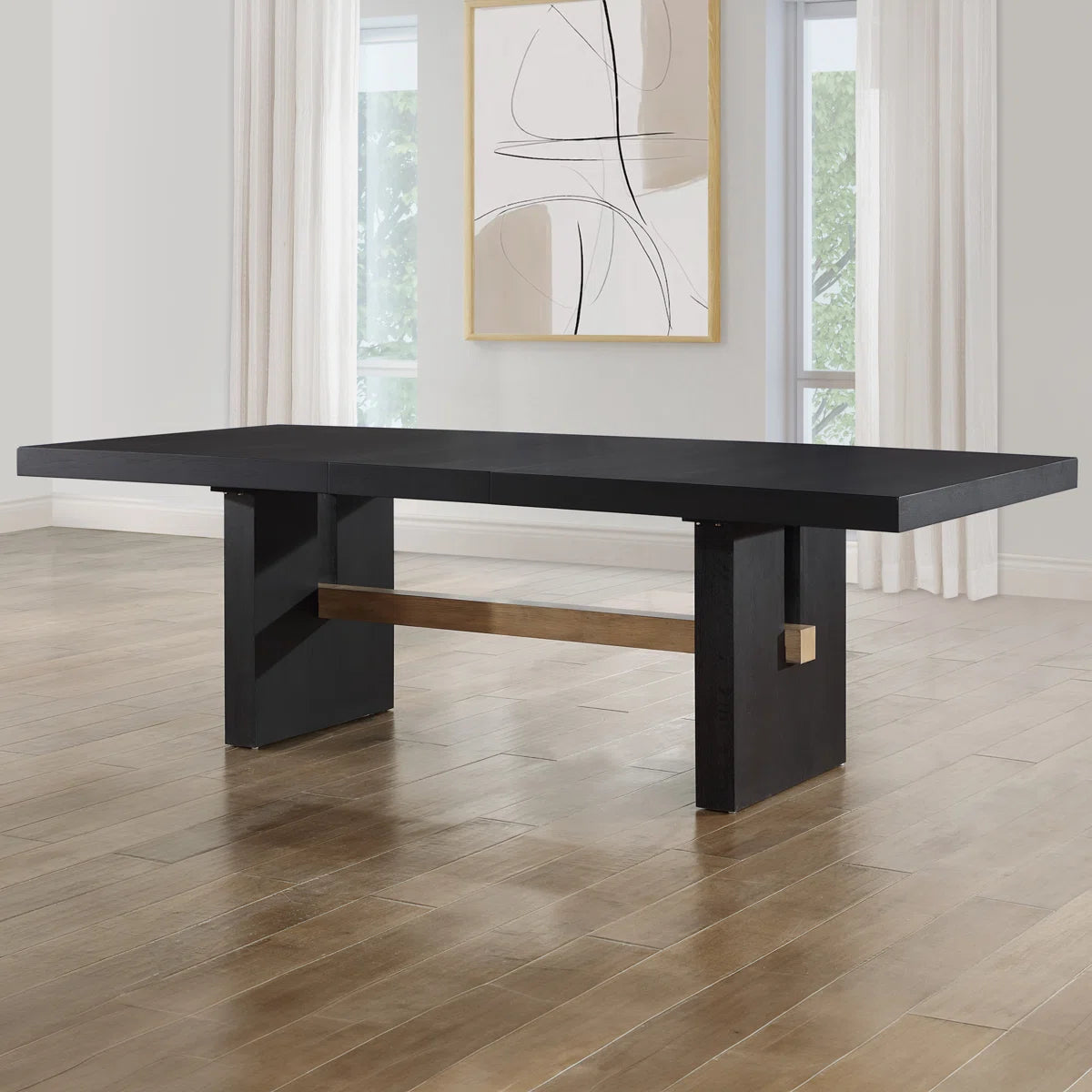 Rickye 78-96" Extendable Oak Trestle Wood Dining Table