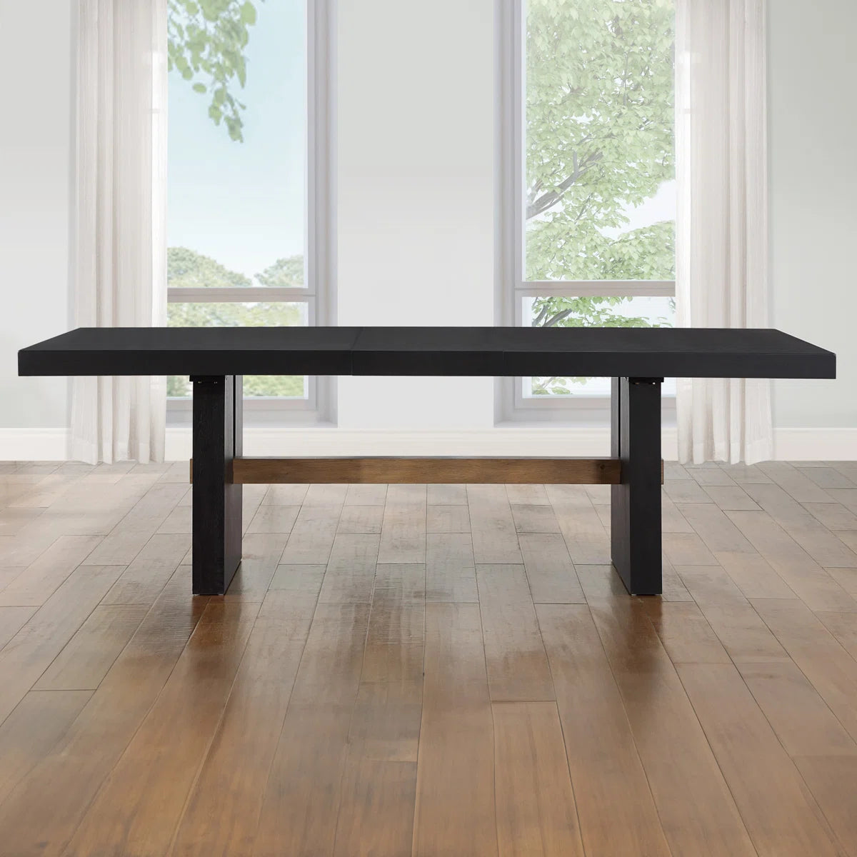 Rickye 78-96" Extendable Oak Trestle Wood Dining Table