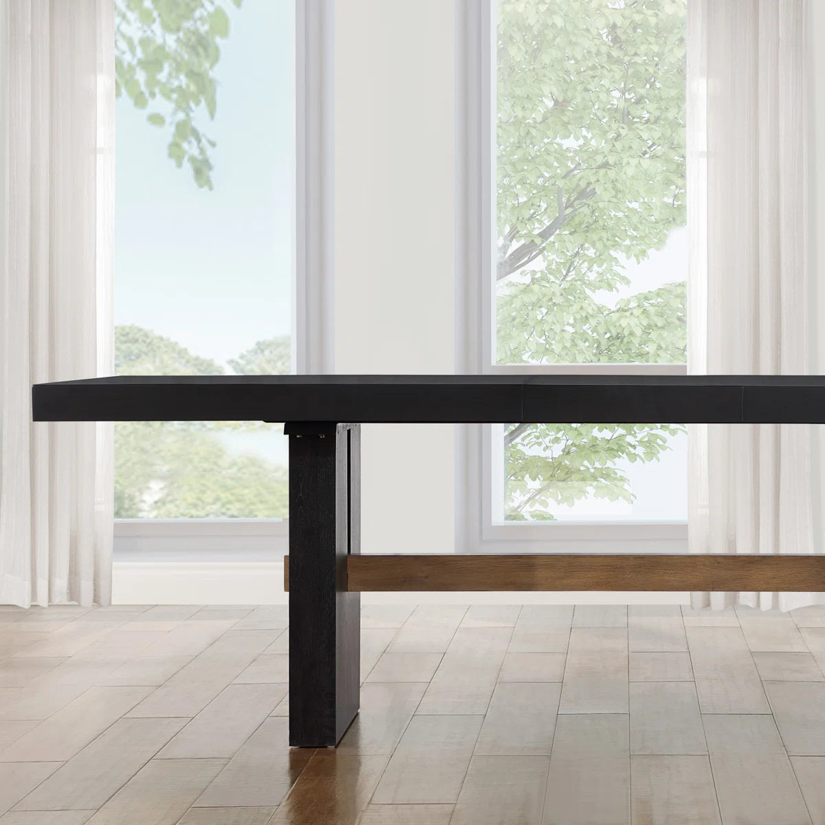Rickye 78-96" Extendable Oak Trestle Wood Dining Table