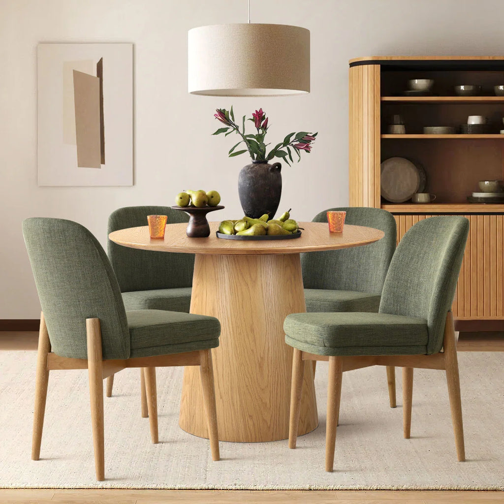 Lanieya 42" Solid Oak Round Pedestal Dining Table