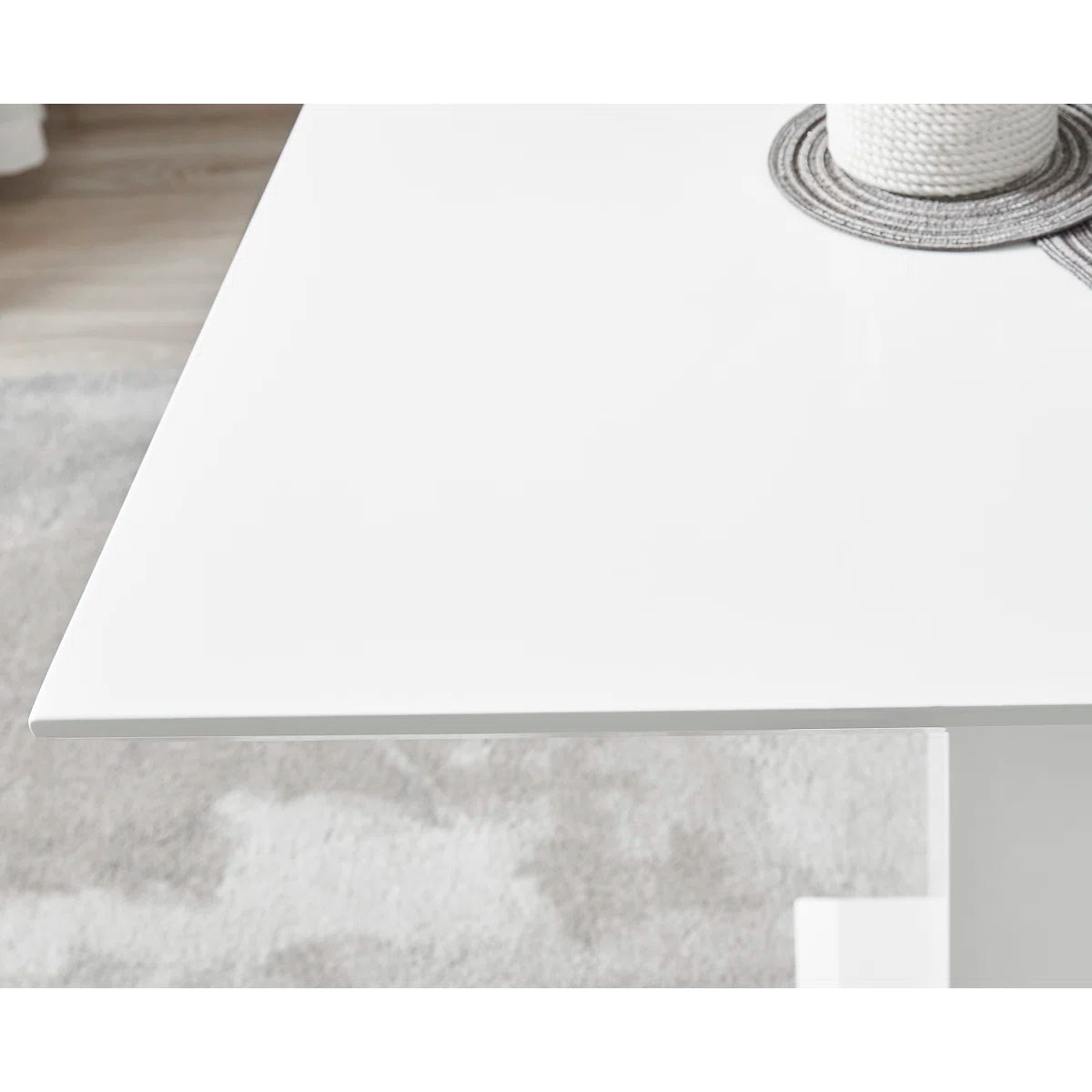 Eubanks High Gloss Double Pillar Rectagular Dining Table