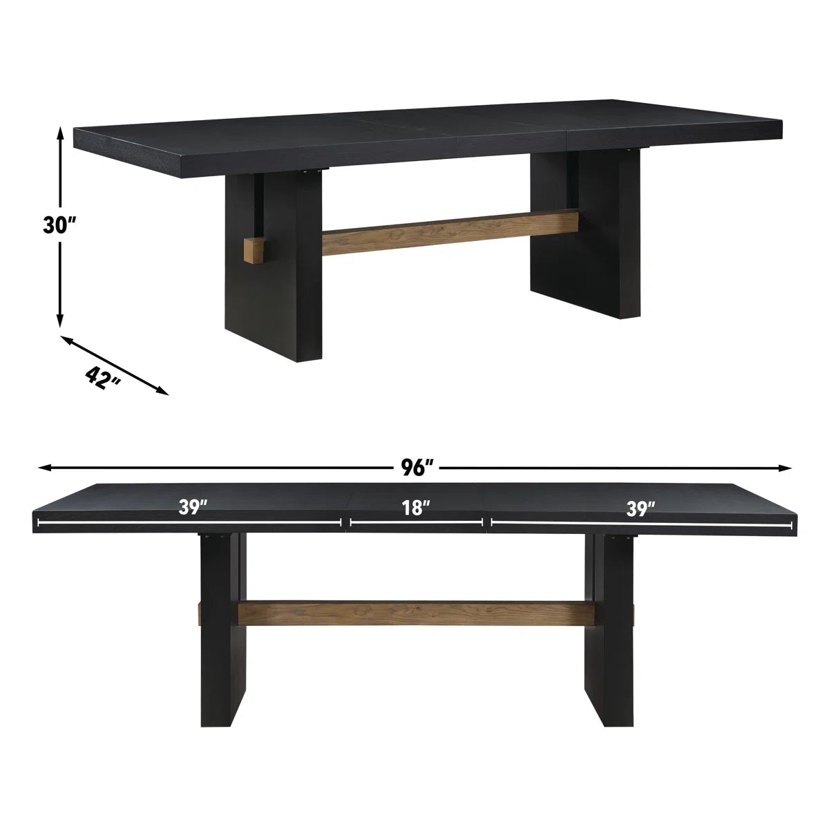 Rickye 78-96" Extendable Oak Trestle Wood Dining Table
