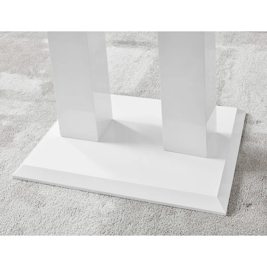 Eubanks High Gloss Double Pillar Rectagular Dining Table