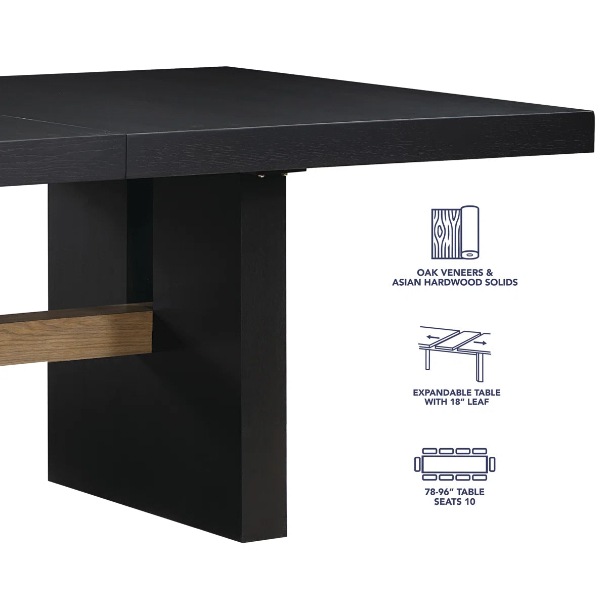 Rickye 78-96" Extendable Oak Trestle Wood Dining Table